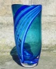Hand blown Art glass blue striped by Stephen Williamson